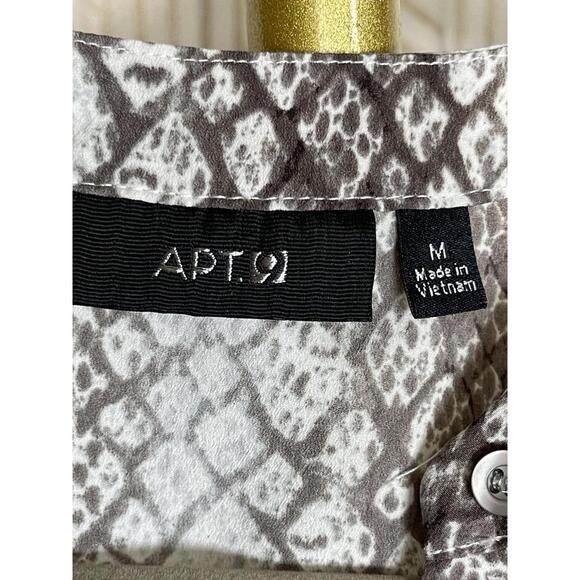 Apt .9 Women's Snake Animal Print Button Up Blouse Long Sleeve V-neck Sz M - Picture 5 of 5